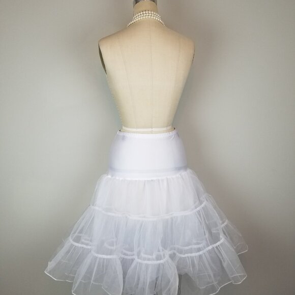 Vintage Style White Sheer Ruffled Petticoat Crinoline 2 Layers Lined * Small - Picture 4 of 8